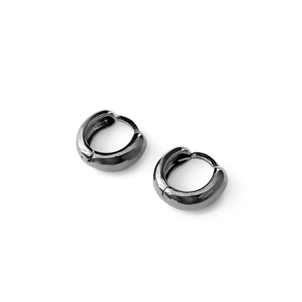 Серебряные серьги-хупы как бублик black, 15 мм